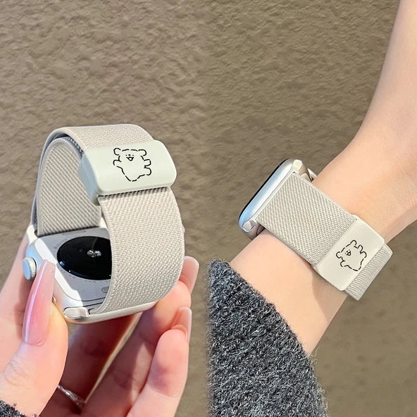 Huawei FIT2 için Yeni Starlight Puppy Desenli Manyetik Naylon Kordon