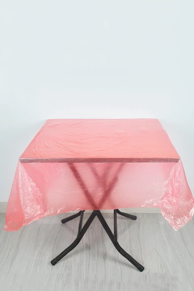 Tek Kullanımlık Plastik Masa Örtüsü - Kırmızı 140cm x 140cm - 100 Adet - Resim 5