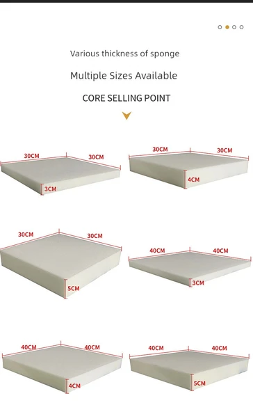 50D Yüksek Yoğunluklu Sünger Minder - 50x50x15cm (Kılıfsız) - 7