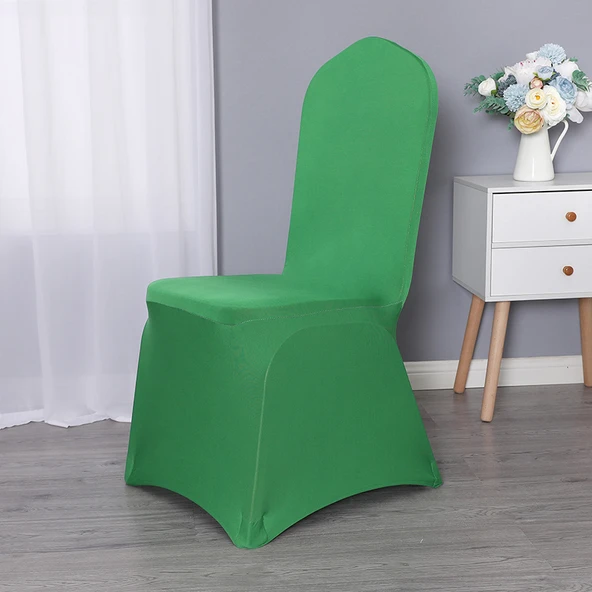 Elastik Otel Banket Düğün Sandalye Kılıfı - Yeşil (Standart 220g)