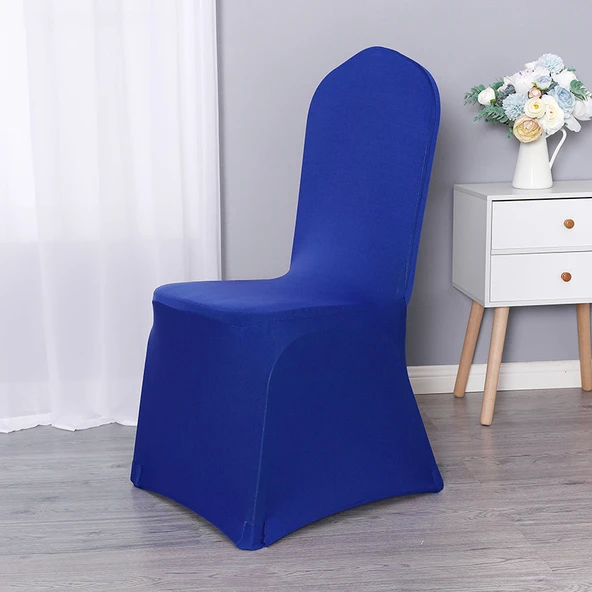 Elastik Otel Banket Düğün Sandalye Kılıfı - Mavi (Standart 220g)