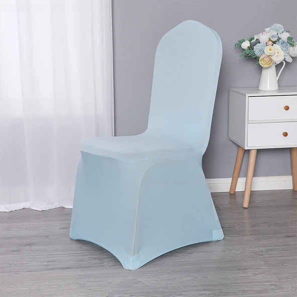 Elastik Otel Banket Düğün Sandalye Kılıfı - Gök Mavisi (Standart 220g)
