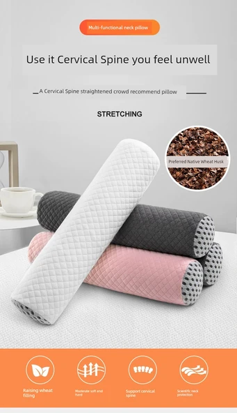 Boyun Destekli Mini Yastık - Tek Silindir - Greçka Kabuklu - Sakura Tozu - 8