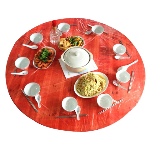 Tek Kullanımlık Plastik Masa Örtüsü - Kırmızı 140cm x 140cm - 100 Adet - Resim 6