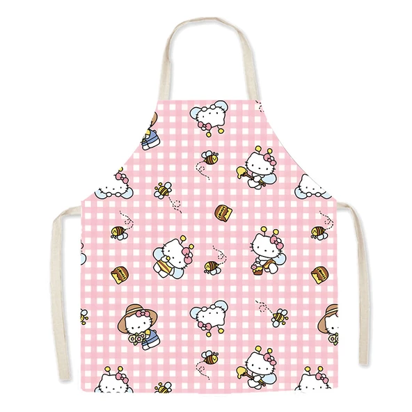 Hello Kitty Desenli Çocuk/Yetişkin Önlüğü - KT Kedi 8 - 65x75cm - Pamuklu Keten