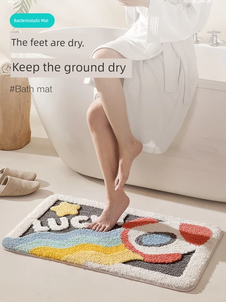 Kaymaz Banyo Paspası - 40x60cm - Bahçe Desenli - 6
