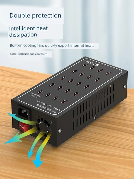 30 Port 150W USB Şarj Aleti Fanlı ABS Kasa - 4