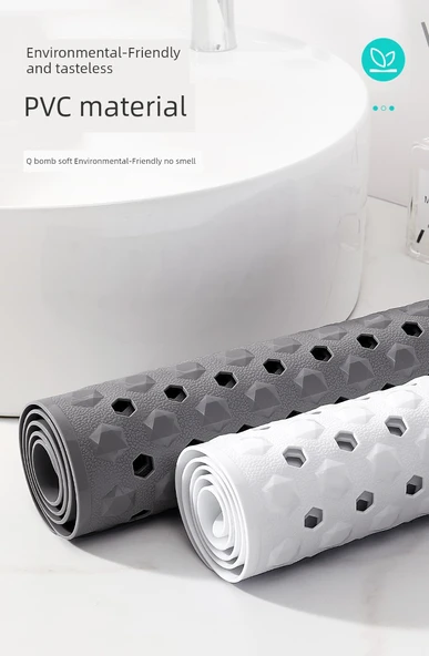 Kaymaz Banyo Duş Halısı - 40x88cm - Yade Gri - 2'li Set - 10