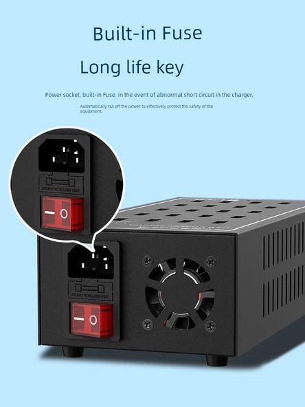 25 Port 150W USB Şarj Aleti Fanlı ABS Kasa + 10 Android Uyumlu Kablo - 6