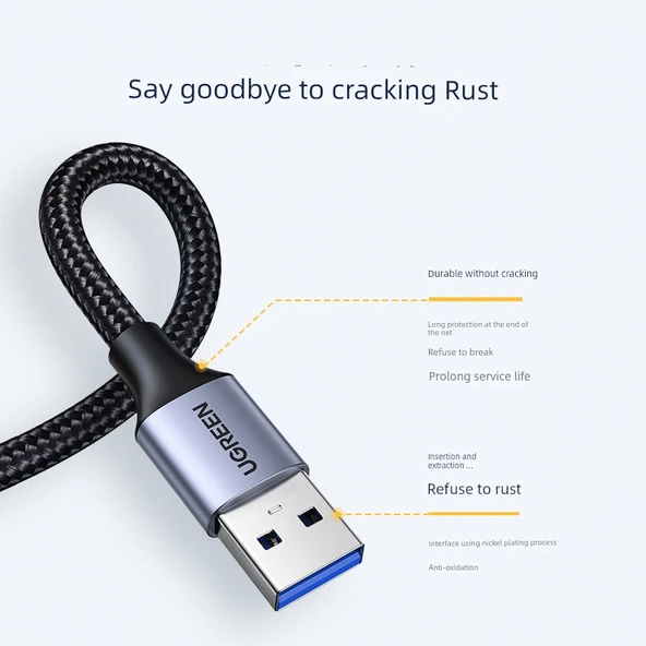 Çift Başlıklı USB 3.0 Data Kablosu - 3 Metre, 2.0 Erkek Dişi - 5