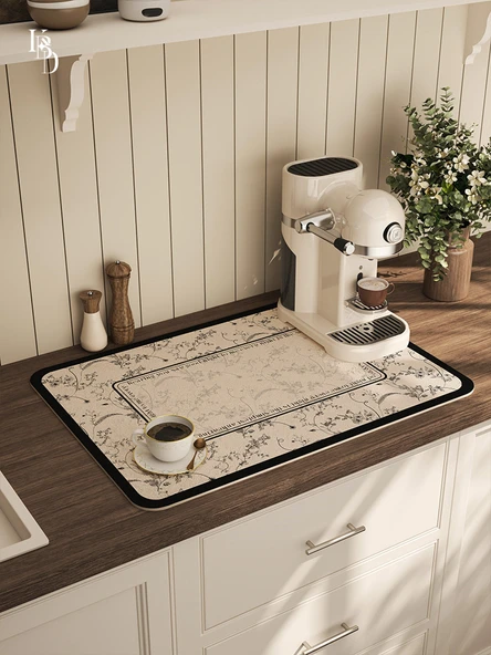 Retro Mutfak Su Emici Kahve Makinesi Matı - Rossi-NA [Fileto] -60037 50x60cm (2 Adet) - 2