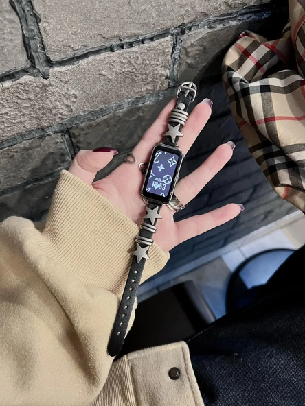 Huawei Bileklik 7/7NFC Uyumlu Retro Deri Akıllı Bileklik Kordonu - Kahverengi - 8