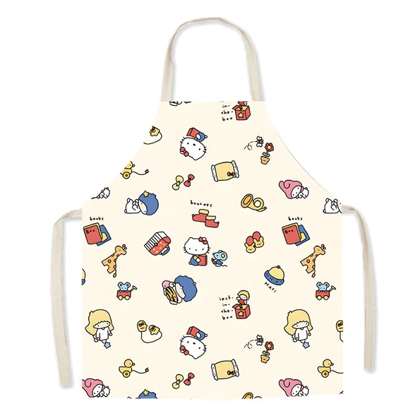 Hello Kitty Desenli Çocuk/Yetişkin Önlüğü - KT Kedi 6 - 65x75cm - Pamuklu Keten
