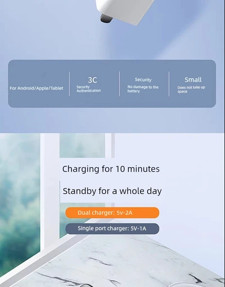 Tek Port USB Şarj Aleti 5V2A - Beyaz - 7