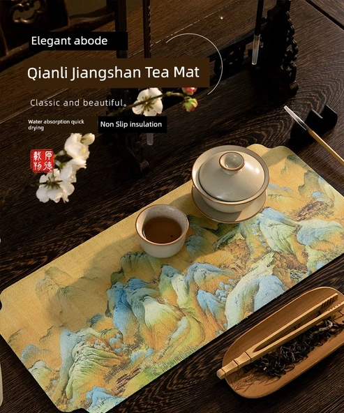 Çin Tarzı Emici Çay Matı - Jiangshan-Bahçe-2 27x60cm - 7