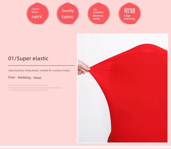 Elastik Otel Banket Düğün Sandalye Kılıfı - Açık Pembe (Standart 220g) - 10