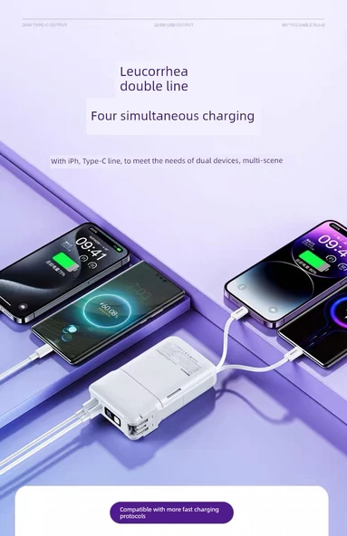 10000mAh Taşınabilir Şarj Aleti - Siyah - Fişli ve Telefon Tutacaklı - 9