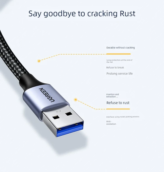 Çift Başlıklı USB 3.0 Data Kablosu - 3 Metre, 2.0 Standart - 9