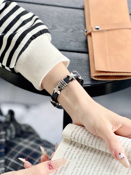Huawei Bileklik 7/7NFC Uyumlu Retro Deri Akıllı Bileklik Kordonu - Kahverengi - 9