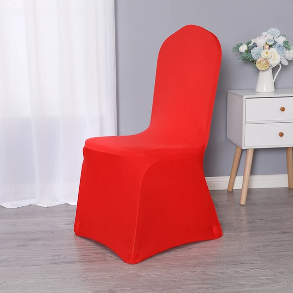 Elastik Otel Banket Düğün Sandalye Kılıfı - Kırmızı (Standart 220g)