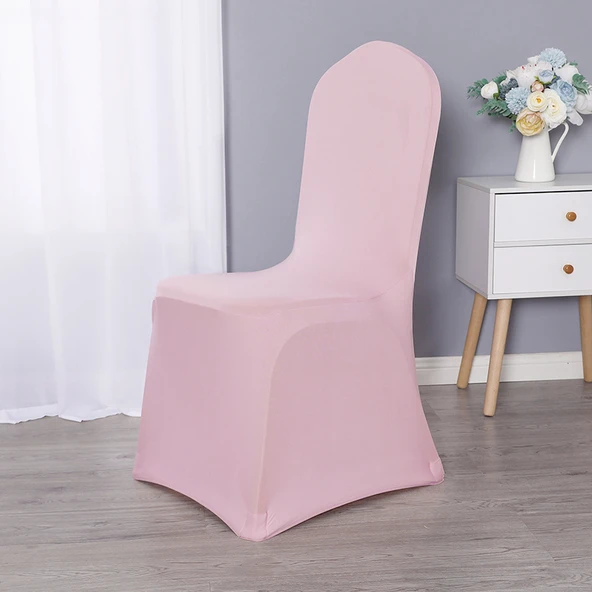 Elastik Otel Banket Düğün Sandalye Kılıfı - Açık Pembe (Standart 220g)