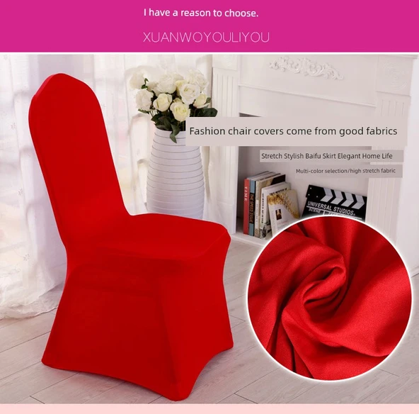 Elastik Otel Banket Düğün Sandalye Kılıfı - Açık Pembe (Standart 220g) - 9