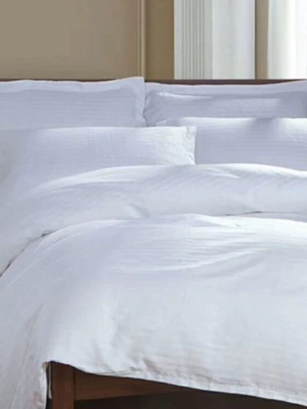 Beyaz Saten Şeritli Otel Tipi Kang Çarşafı - 300x220cm - 5