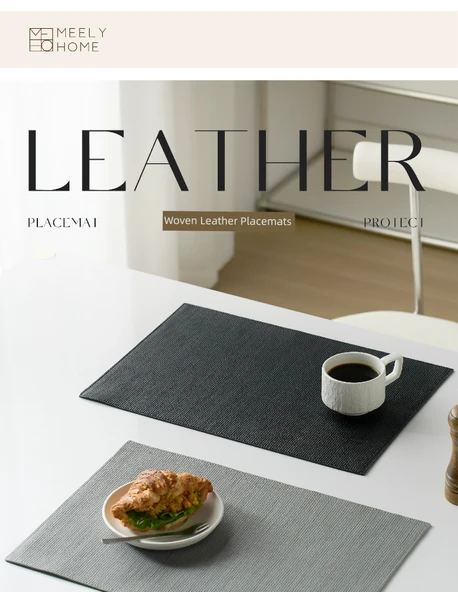 Deri Amerikan Servisi - Gri 4 Adet 30x43cm - Resim 8