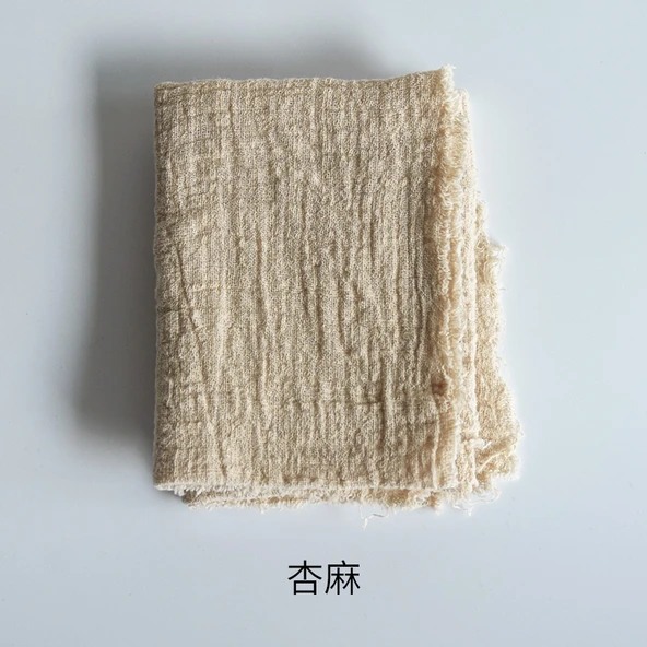 Yıkanmış Keten Pamuk Saçaklı Masa Örtüsü Japon Tarzı - Kayısı Kenevir 300x110cm