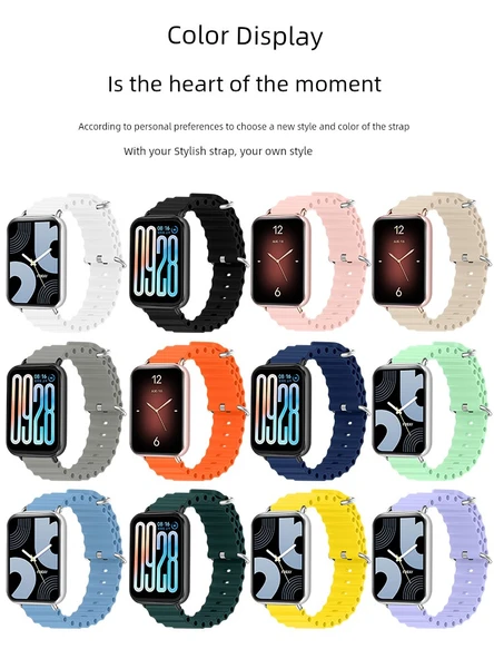 Xiaomi Smart Band 8 Pro NFC Gümüş Konnektör Şık Mavi Deniz Silikon Kordon - 6