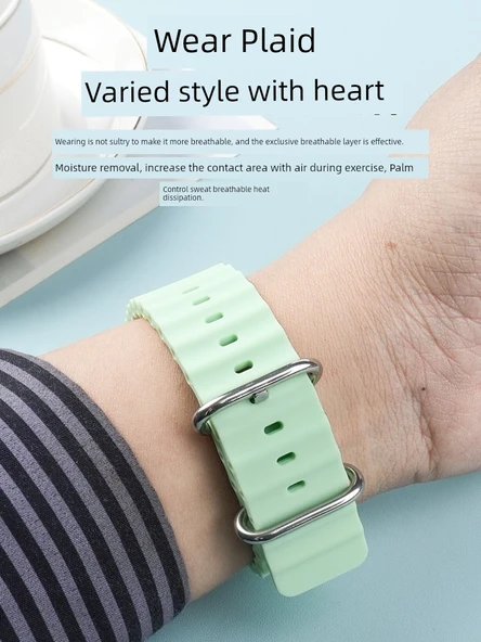 Xiaomi Smart Band 9 Pro NFC Gümüş Konnektör Şık Mavi Deniz Silikon Kordon - 5