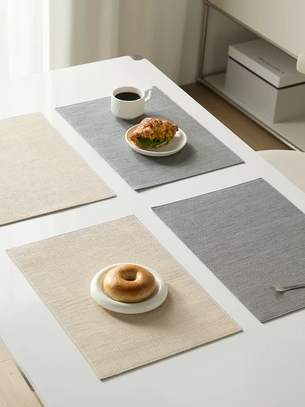 Deri Amerikan Servisi - Gri 4 Adet 30x43cm - Resim 3