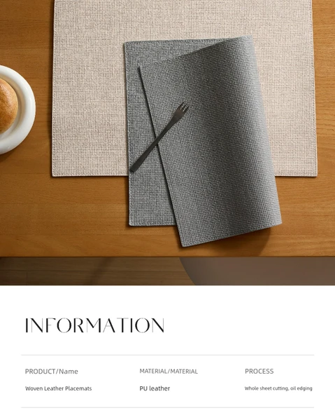 Deri Amerikan Servisi - Gri 4 Adet 30x43cm - Resim 2