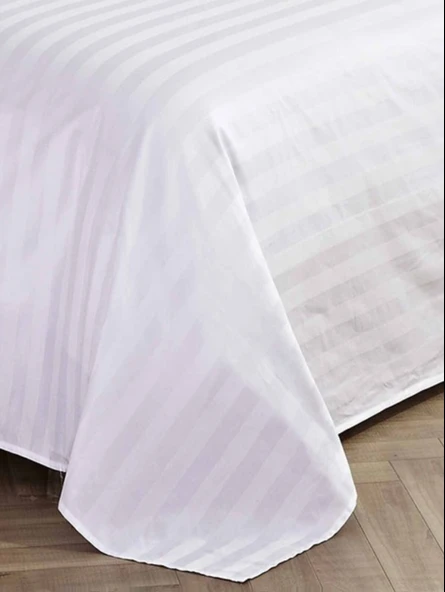 Beyaz Saten Şeritli Otel Tipi Çarşaf - 220x230cm - 2