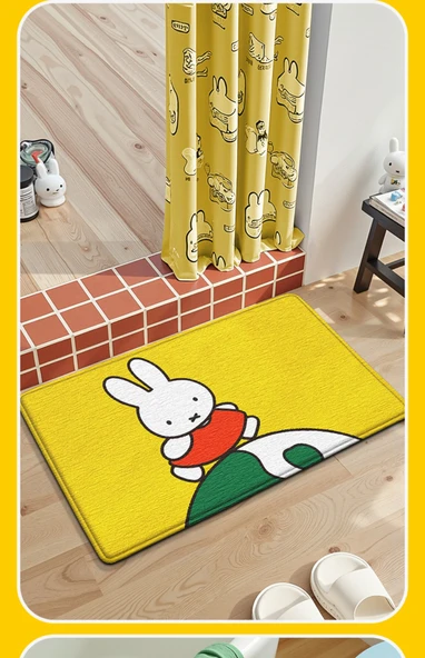 Miffy Desenli Banyo Paspası - 40x60 cm - Mutlu Miffy - 11