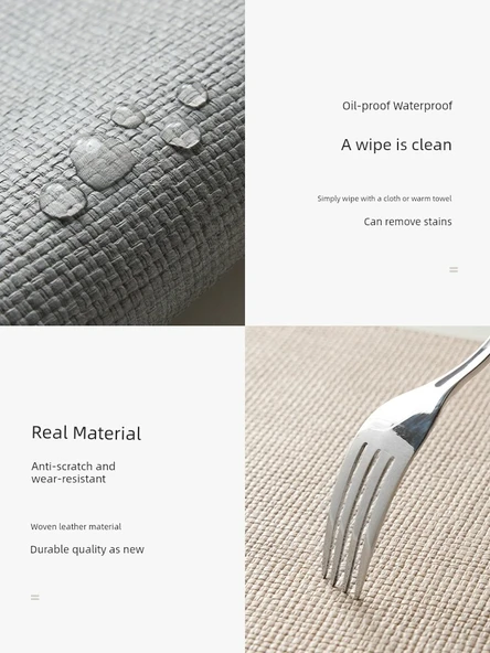 Deri Amerikan Servisi - Gri 4 Adet 30x43cm - Resim 7