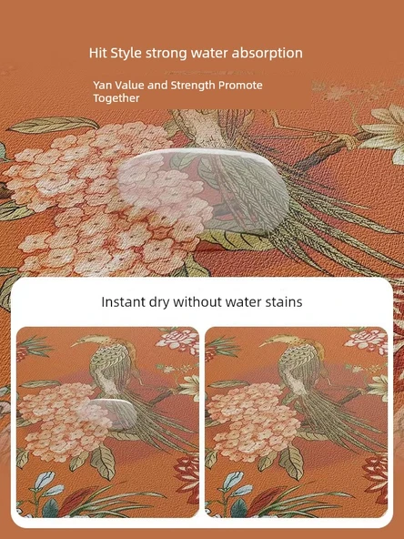 Çin Tarzı Emici Çay Matı - Çiçek Gölgesi-Stroke Lotus-1 20x45cm - 3