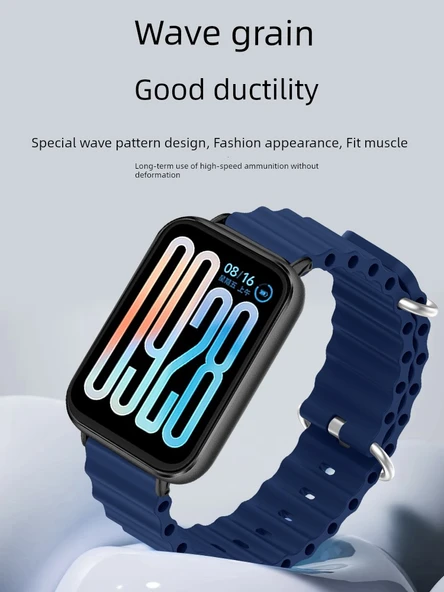 Xiaomi Smart Band 9 Pro NFC Gümüş Konnektör Şık Mavi Deniz Silikon Kordon - 2