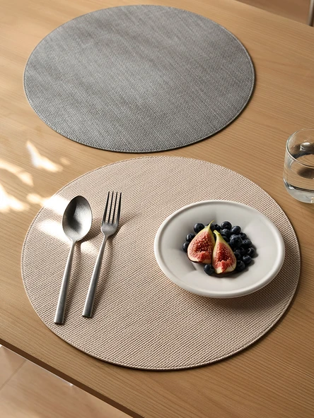 Deri Amerikan Servisi - Gri 4 Adet 30x43cm - Resim 6