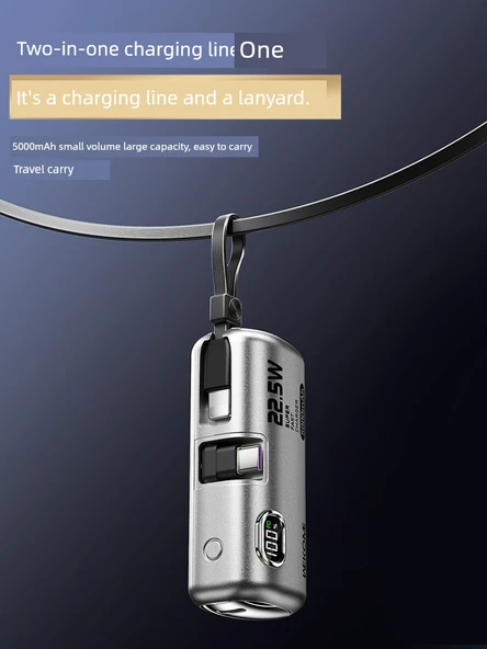 Wekome Capsule Mini 5000mAh Taşınabilir Şarj Aleti - Obsidyen Gece Siyahı - 2