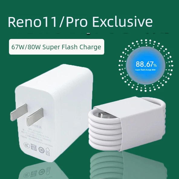 Oppo Reno11 67W Hızlı Şarj Başlığı ve 1.5 Metre Kablo