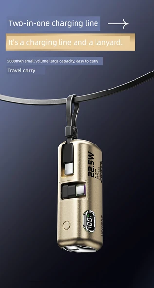Wekome Capsule Mini 5000mAh Taşınabilir Şarj Aleti - Obsidyen Gece Siyahı - 11