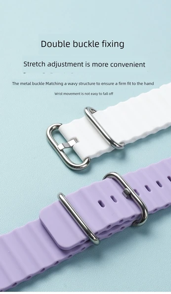 Xiaomi Smart Band 8 Pro NFC Gümüş Konnektör Şık Mavi Deniz Silikon Kordon - 11