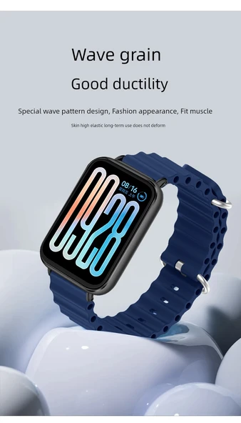 Xiaomi Smart Band 9 Pro NFC Gümüş Konnektör Şık Mavi Deniz Silikon Kordon - 9