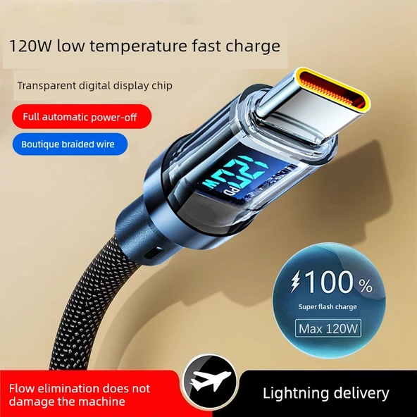 120W USB Data Kablosu - 2 Metre - Çift Akıllı Çip - Resim 3