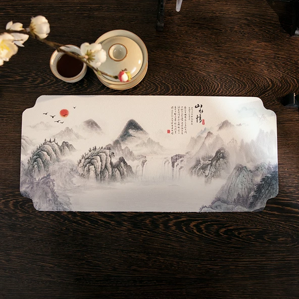 Çin Tarzı Emici Çay Matı - Jiangshan-Şelale-1 35x80cm