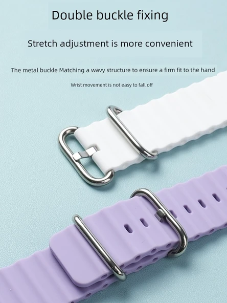 Xiaomi Smart Band 8 Pro NFC Gümüş Konnektör Şık Mavi Deniz Silikon Kordon - 4