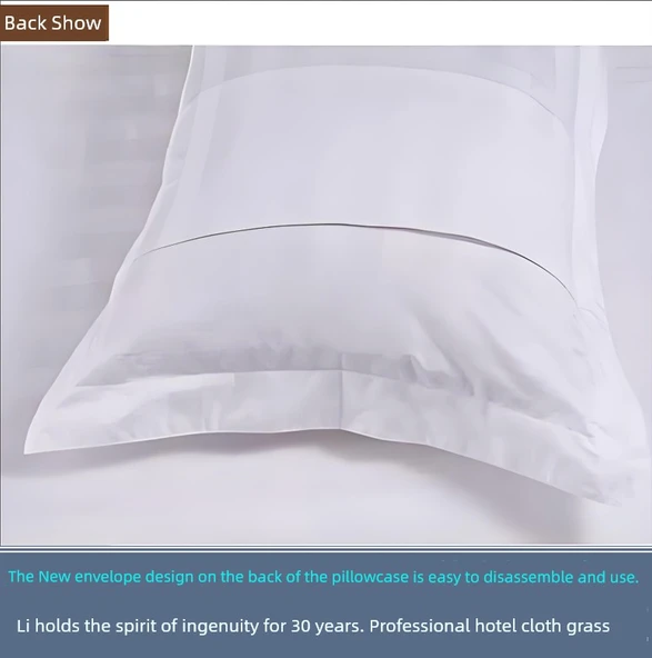Otel Pamuklu Saten Şeritli Yastık Kılıfı - 58x85 cm - Dört Mevsim Oteller İçin - 5