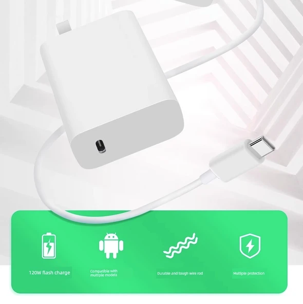 Vivo iQOO13 120W Şarj Aleti - 120W Adaptör + 1 Metre Kablo (2 Adet) - 7