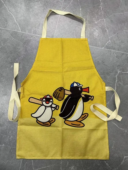 Japon Stili Penguen Desenli Mutfak Önlüğü - Renk 02 - 9